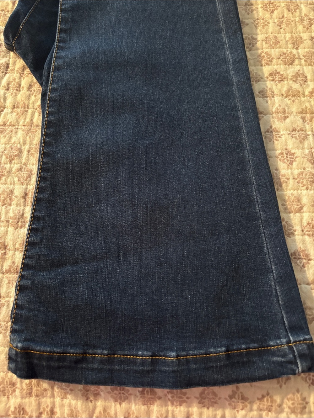 Knox Rose Pull On Stretch Flare Jeans, Deep Blue with Subtle Contrast Stitching - Picture 9 of 9
